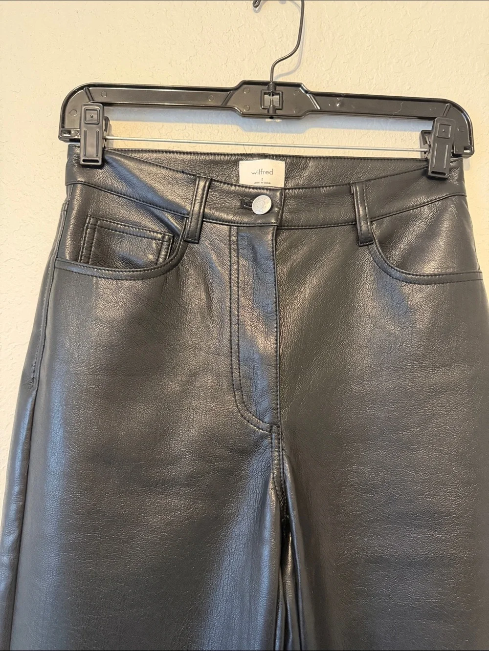 Wilfred Black Faux Leather Straight-Leg Jeans - Picture 2 of 7